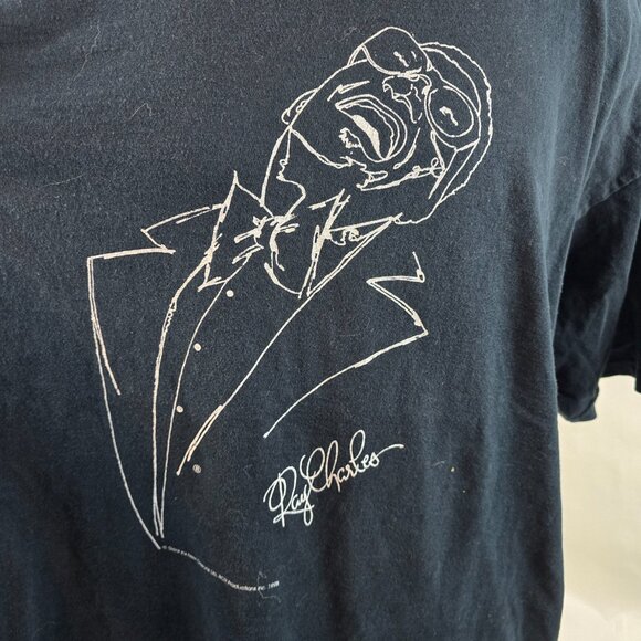 Ray Charles Mens XL Black Graphic T Shirt 1998 Vintage Gear Ink New Orleans 1365 - Picture 3 of 8